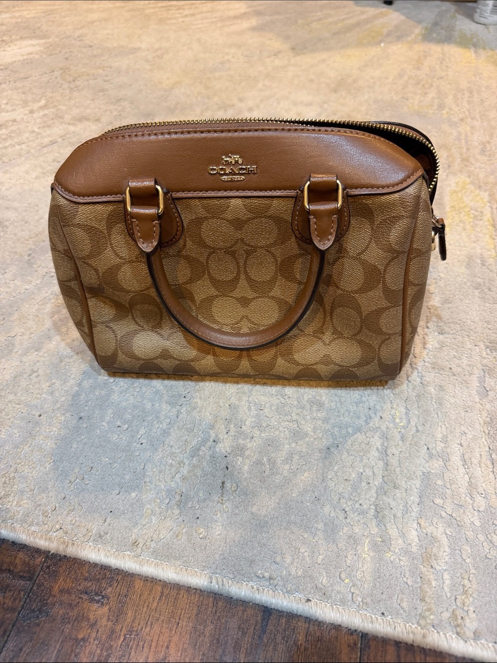 Coach F32203 Handbag Leather Brown Total Pattern Used in GUc
